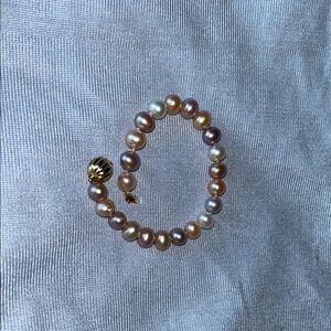 Multi-Color Pearl Bracelet with Gold-Tone Clasp